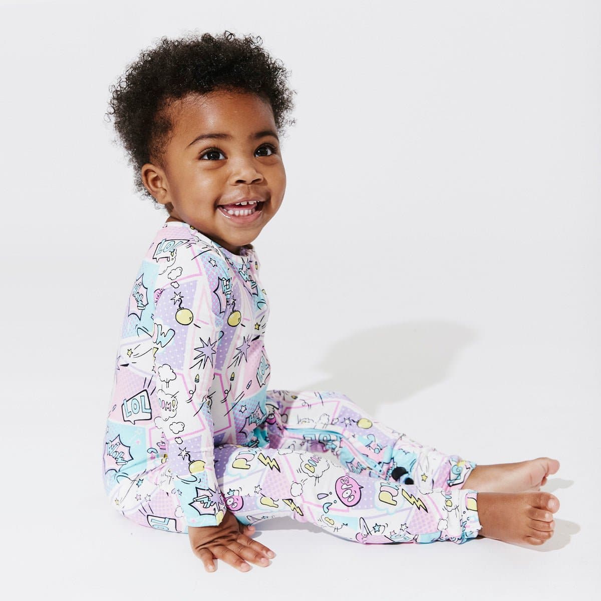 Comic Purple Bamboo Convertible Footie - Ivory Soul