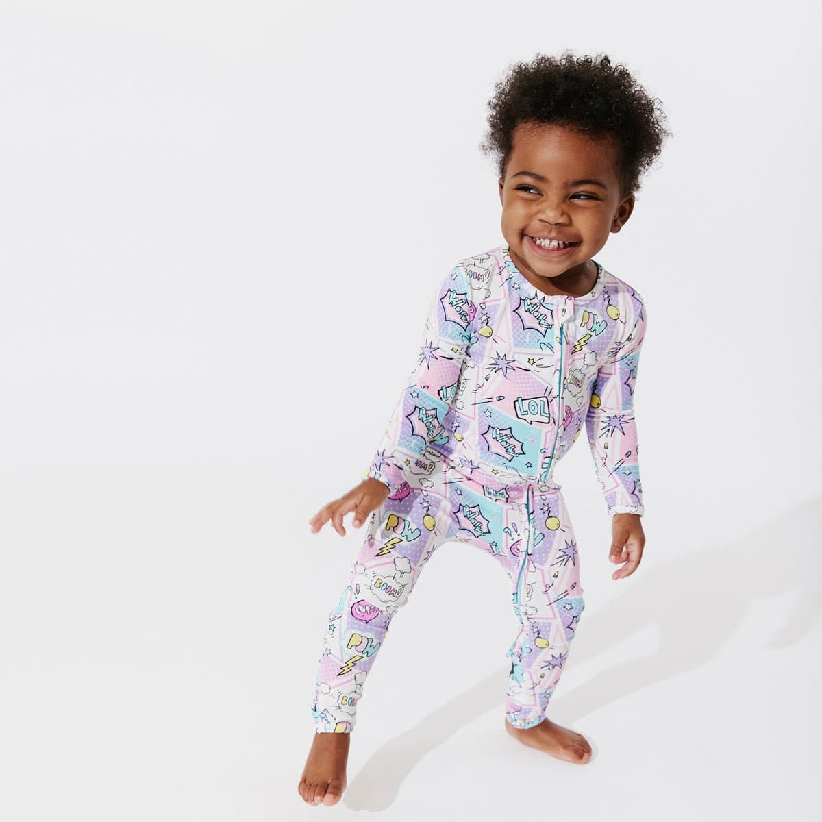 Comic Purple Bamboo Convertible Footie - Ivory Soul