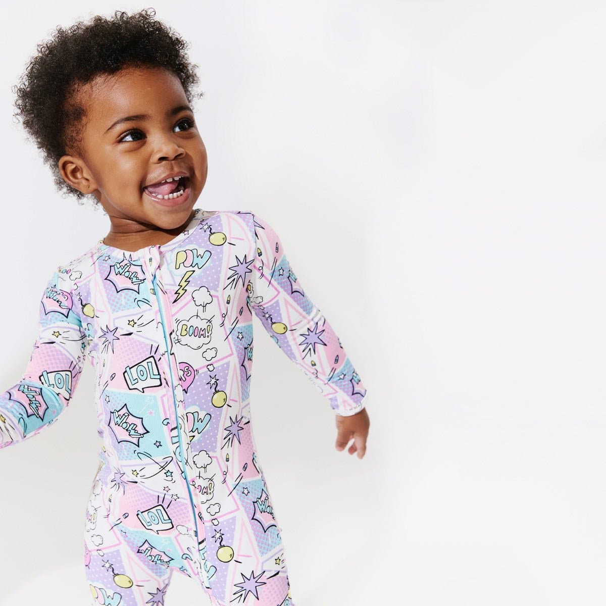 Comic Purple Bamboo Convertible Footie - Ivory Soul