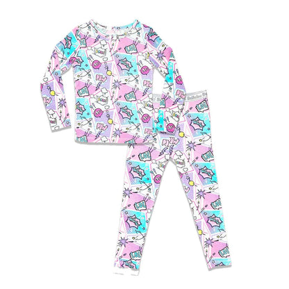 Comic Purple Bamboo Kids Pajamas