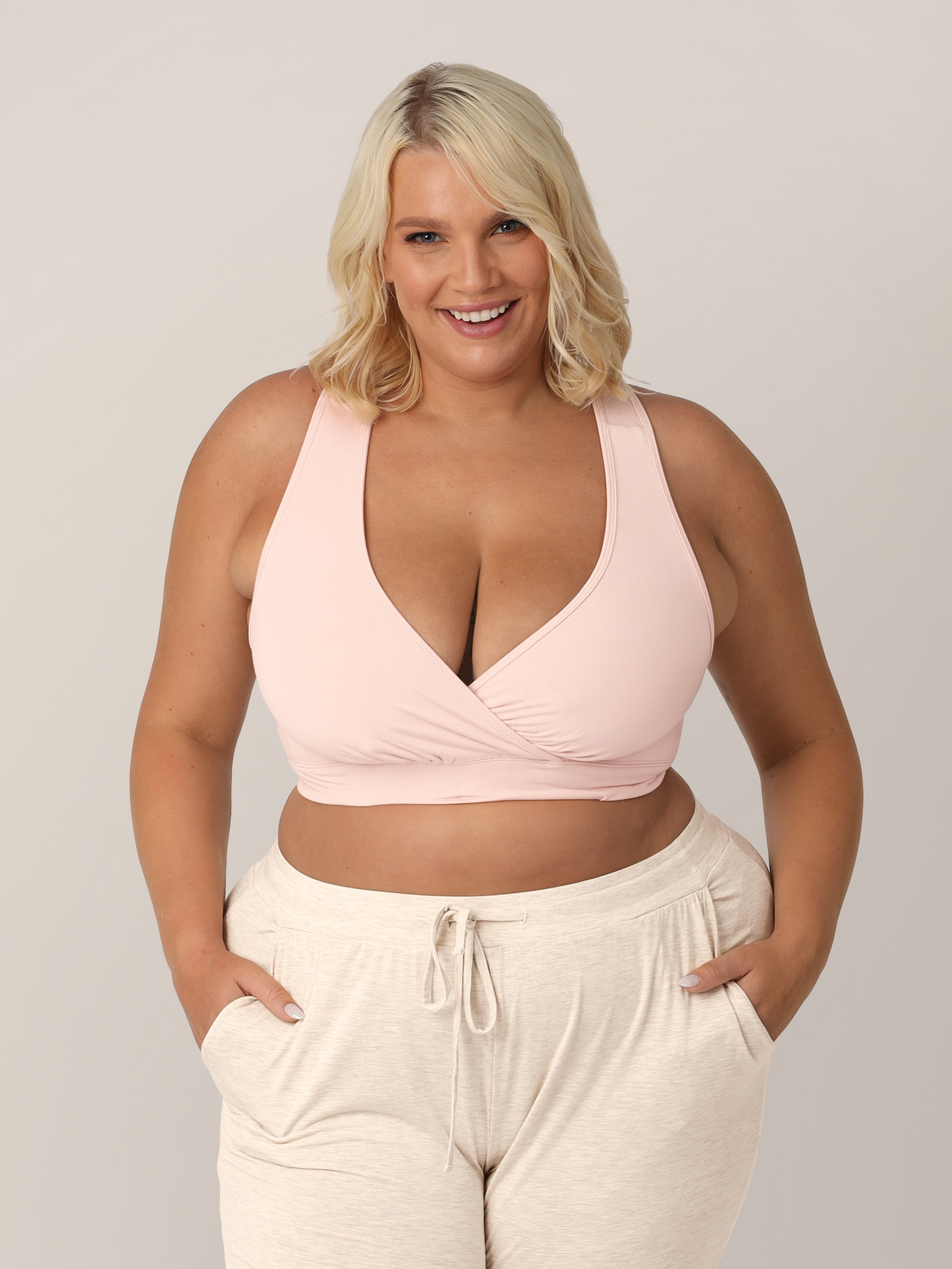 French Terry Racerback Nursing & Sleep Bra | Soft Pink - Ivory Soul