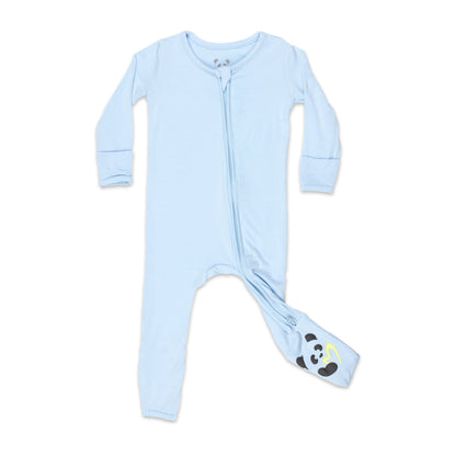 Sky Blue Bamboo Convertible Footie - Ivory Soul