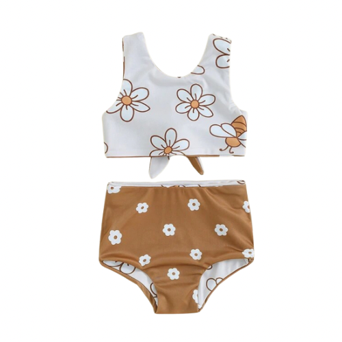 floral two-piece swimsuit