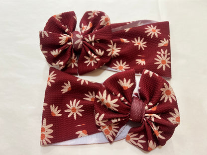 garnet floral bow