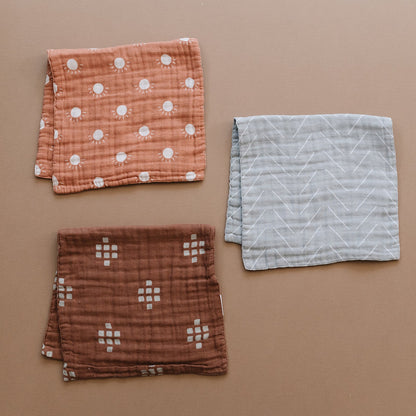 Chestnut Textile Muslin Burp Cloth - Ivory Soul