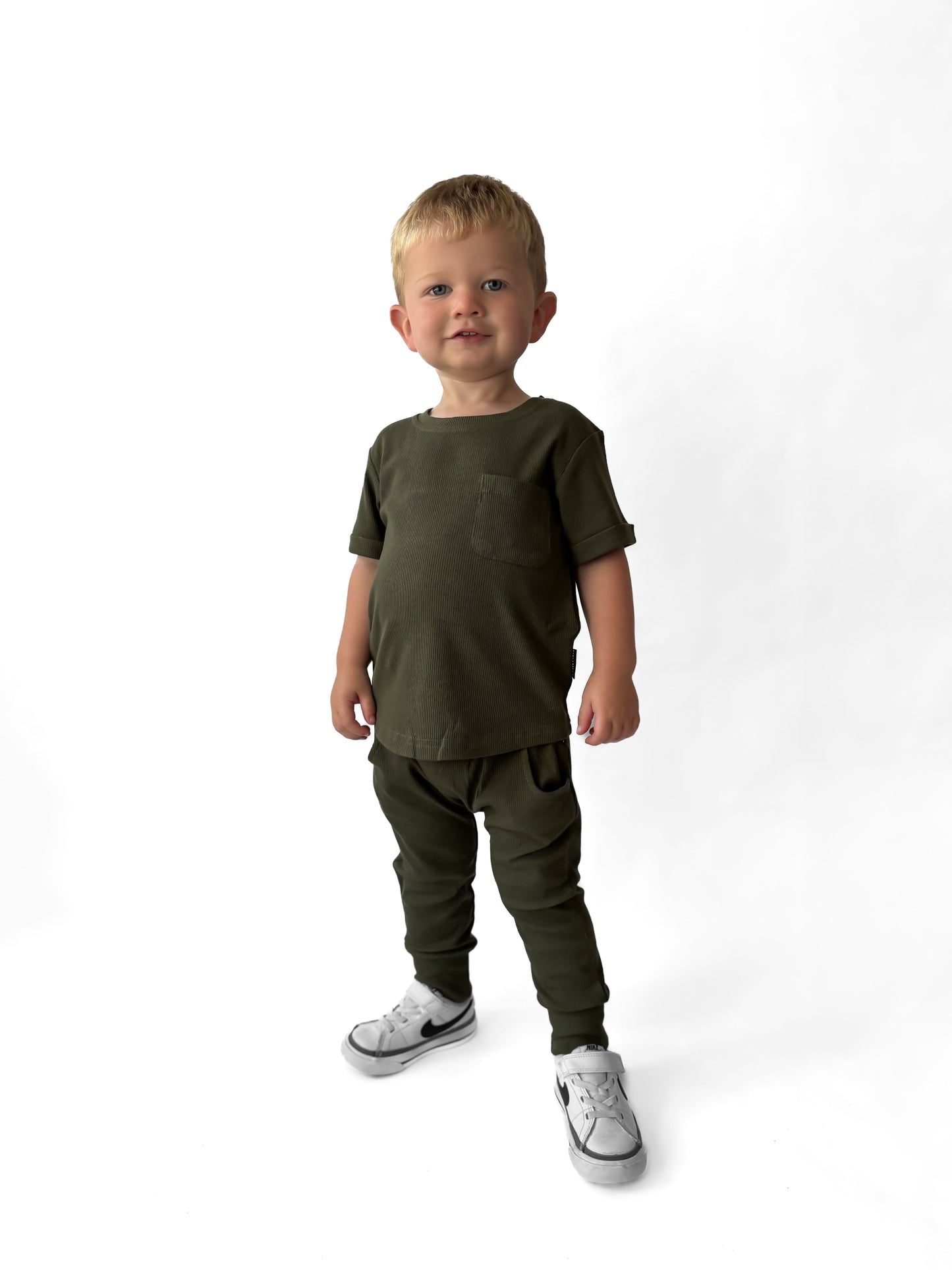 BAMBOO RIBBED JOGGERS - HUNTER