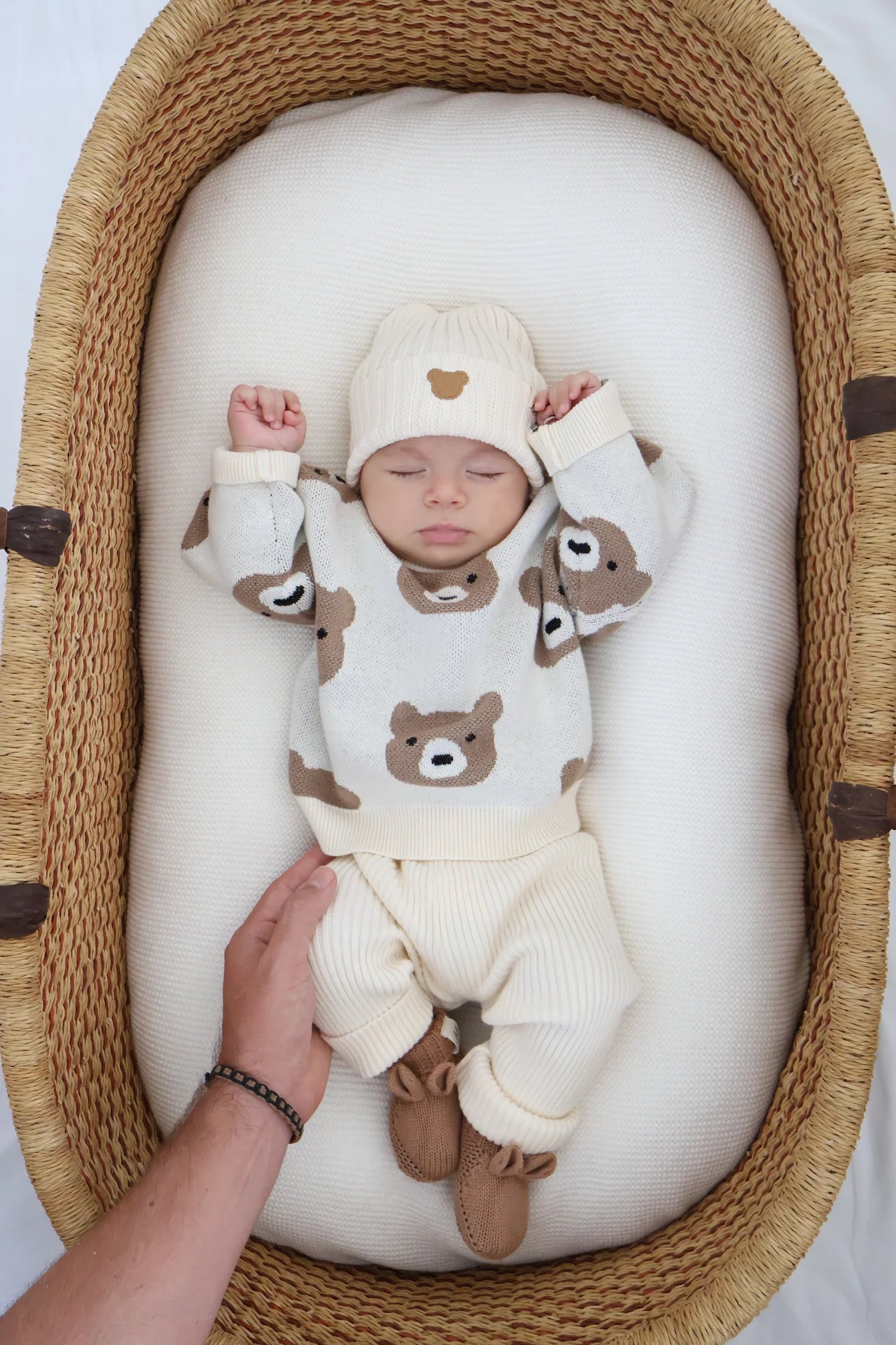 little bear baby booties - acorn
