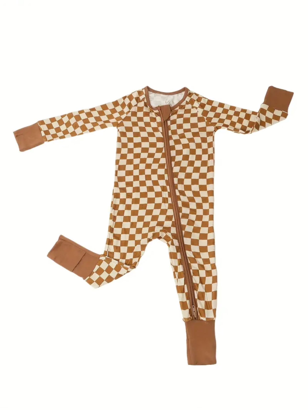 camel + cream checkered bamboo pajamas