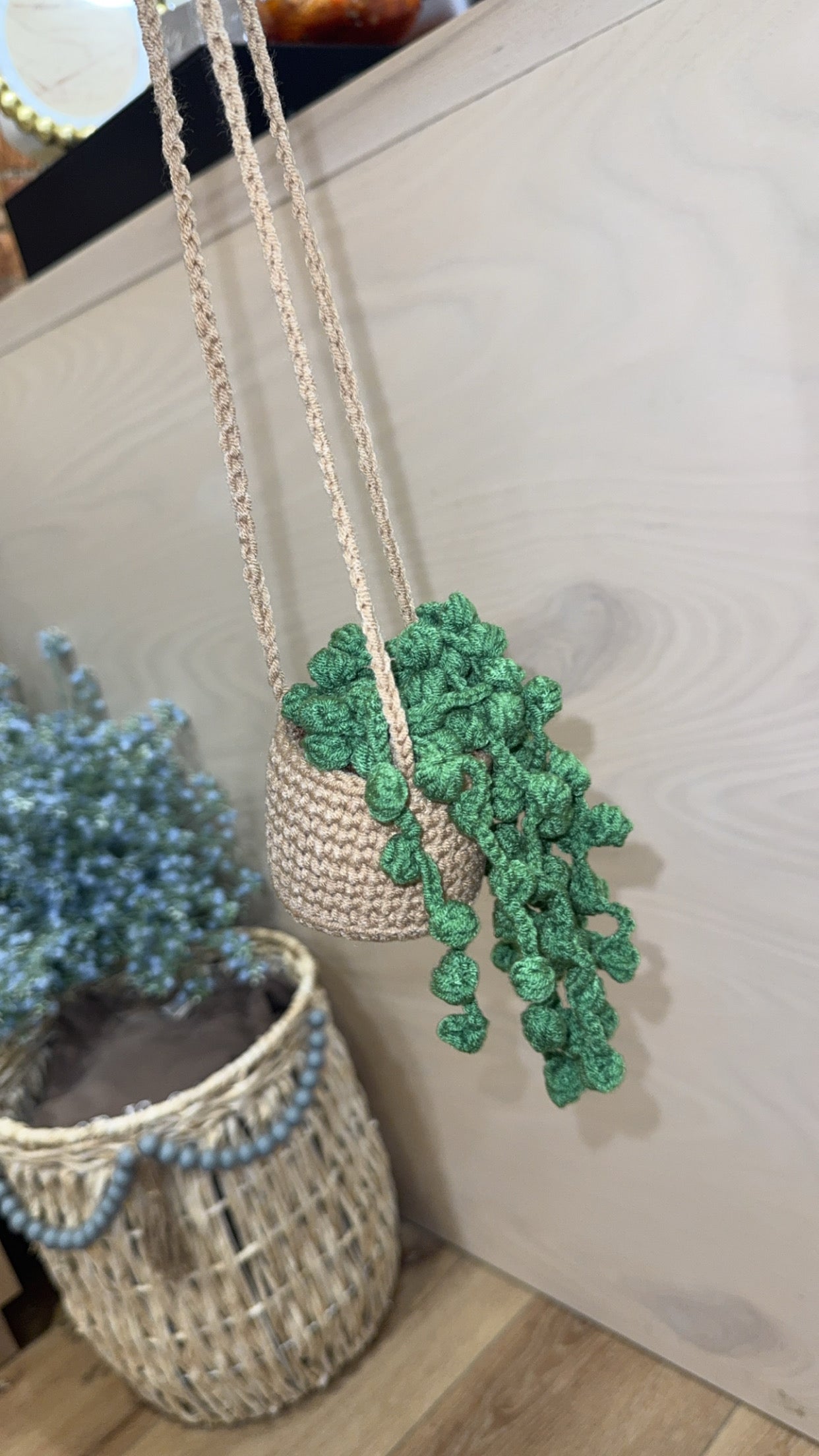 handmade crochet hanging plant