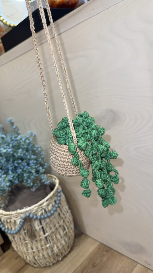 handmade crochet hanging plant