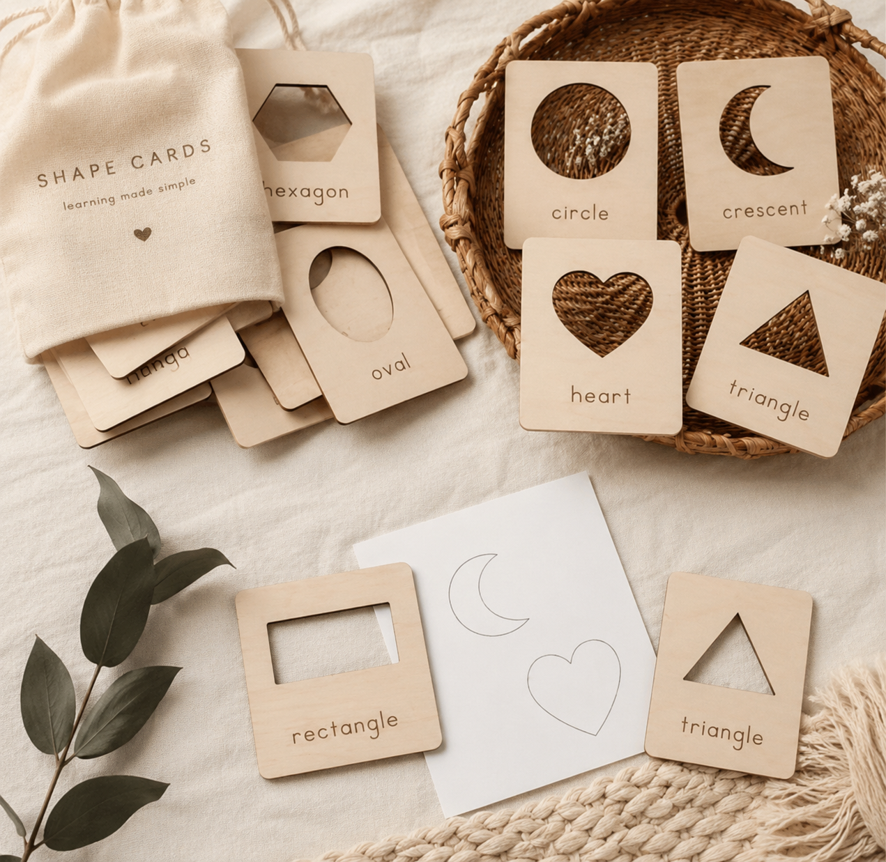 montessori shape tracing cards