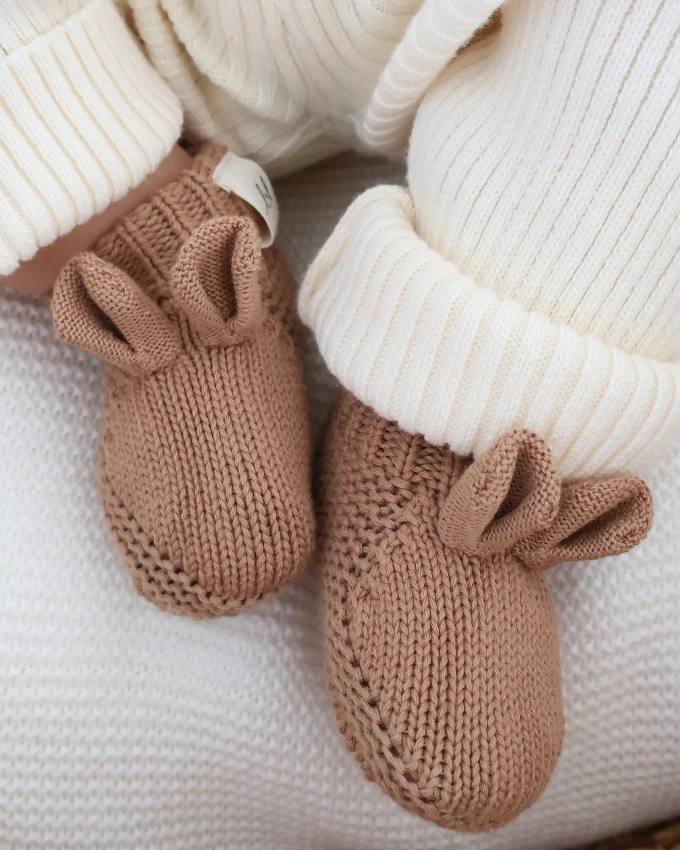 little bear baby booties - acorn
