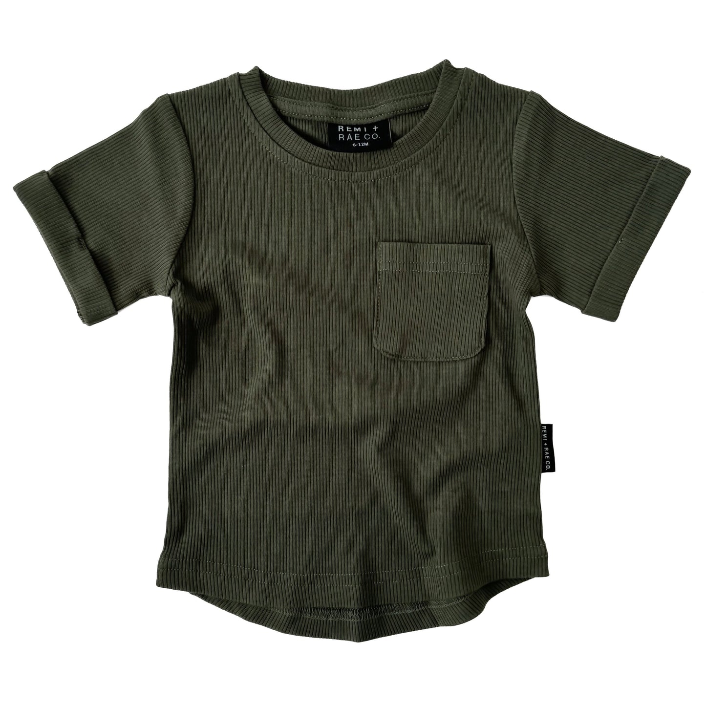 BAMBOO RIBBED POCKET TEE - HUNTER