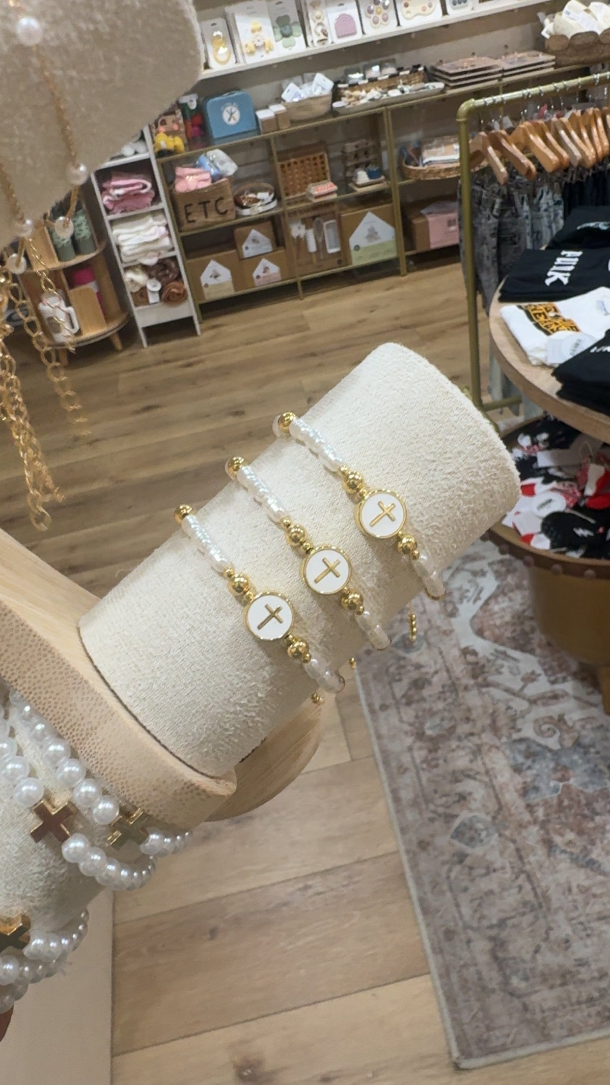 faith + pearl cross bracelet
