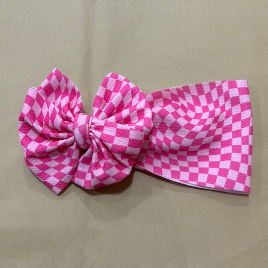two-tone pink checkered bow