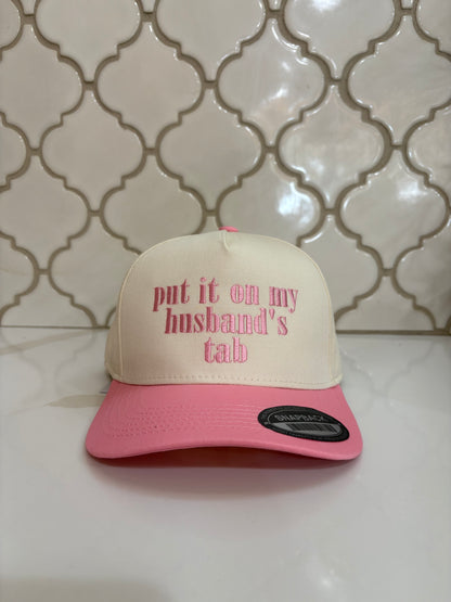 put it on my husband's tab hats