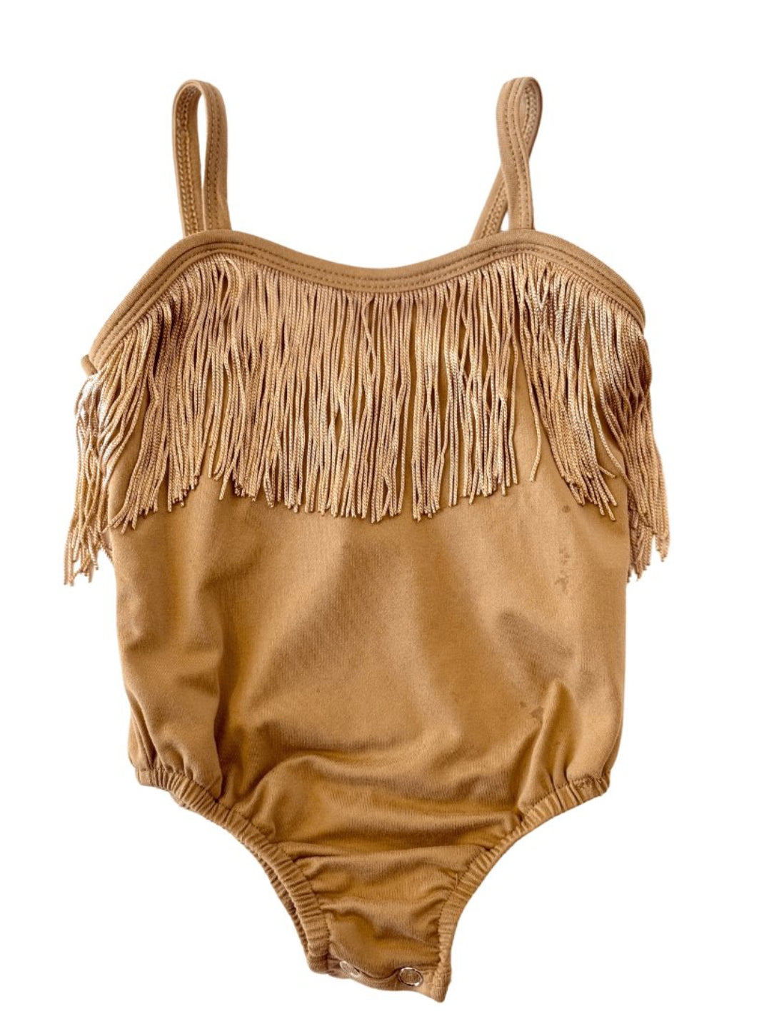 maxine fringe tank leotard- brown