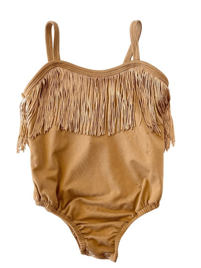 maxine fringe tank leotard- brown - Ivory Soul