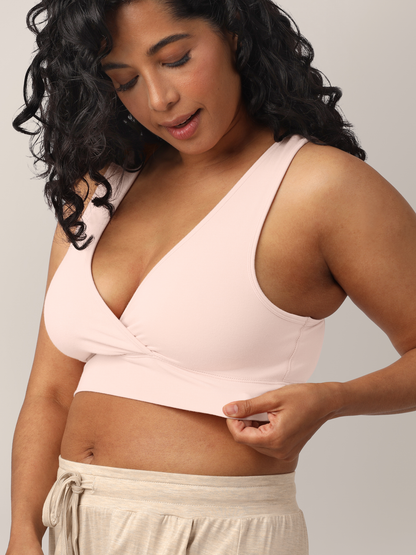 French Terry Racerback Nursing & Sleep Bra | Soft Pink - Ivory Soul