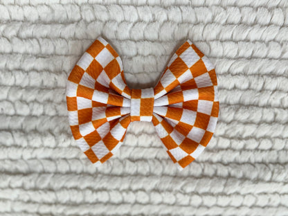 orange checkered bow