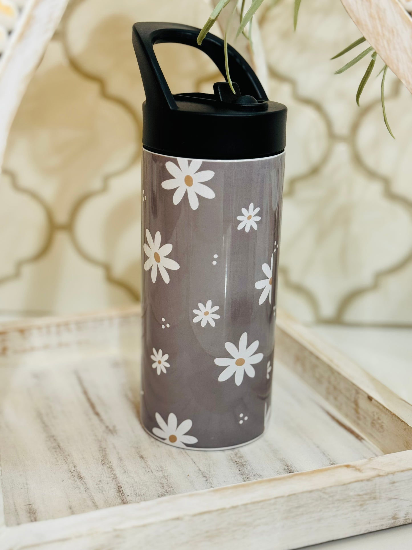 white daisy 16oz tumbler