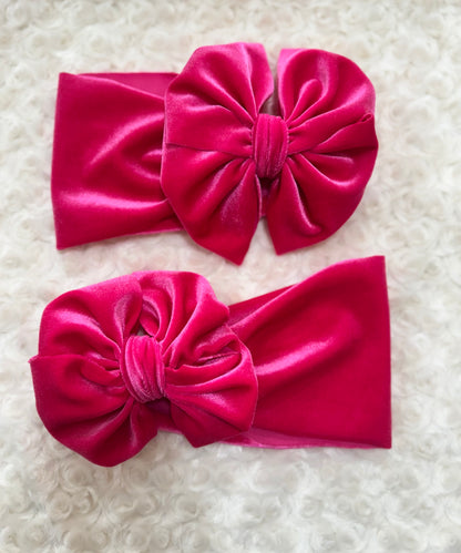 hot pink velvet bow - Ivory Soul