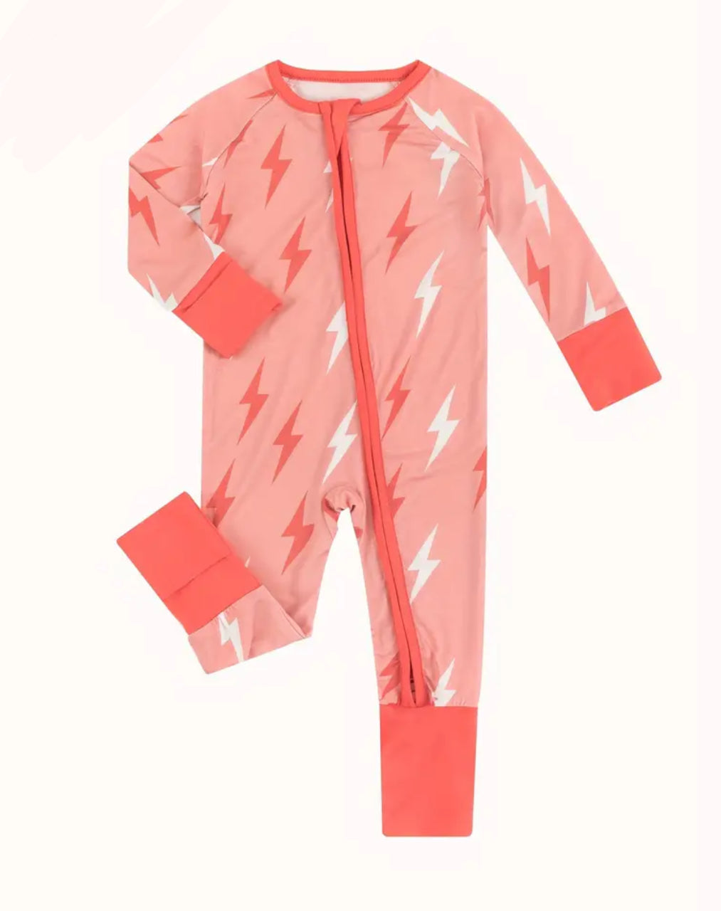 pink lightning bolt zipper romper