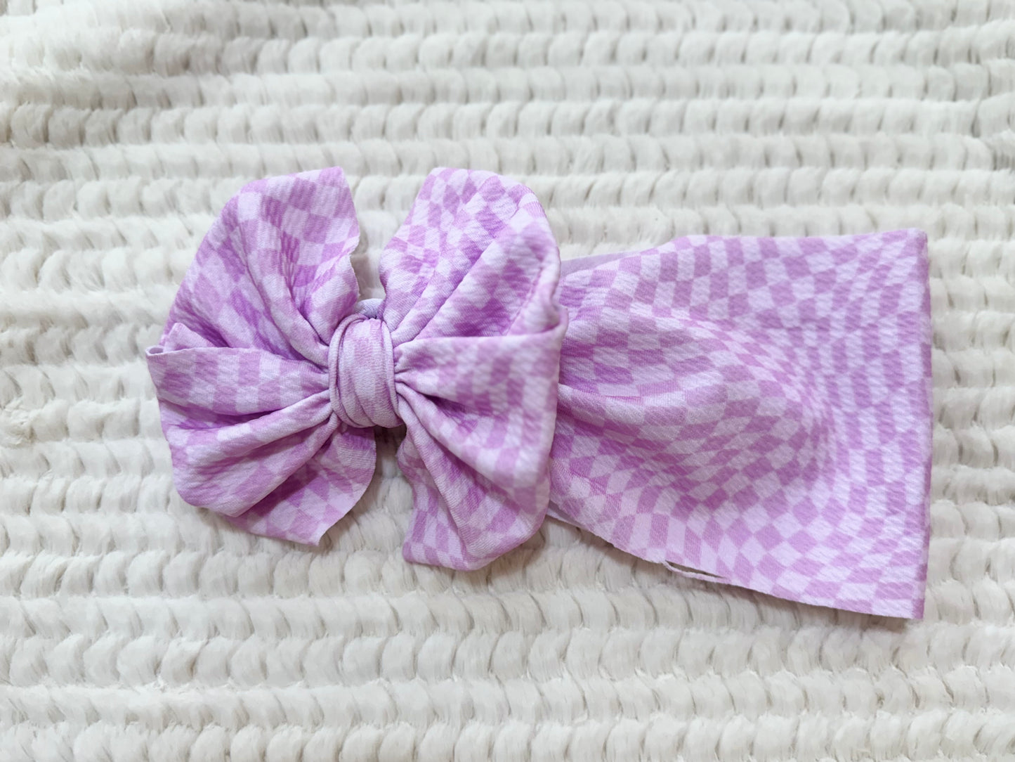 purple checkered bow