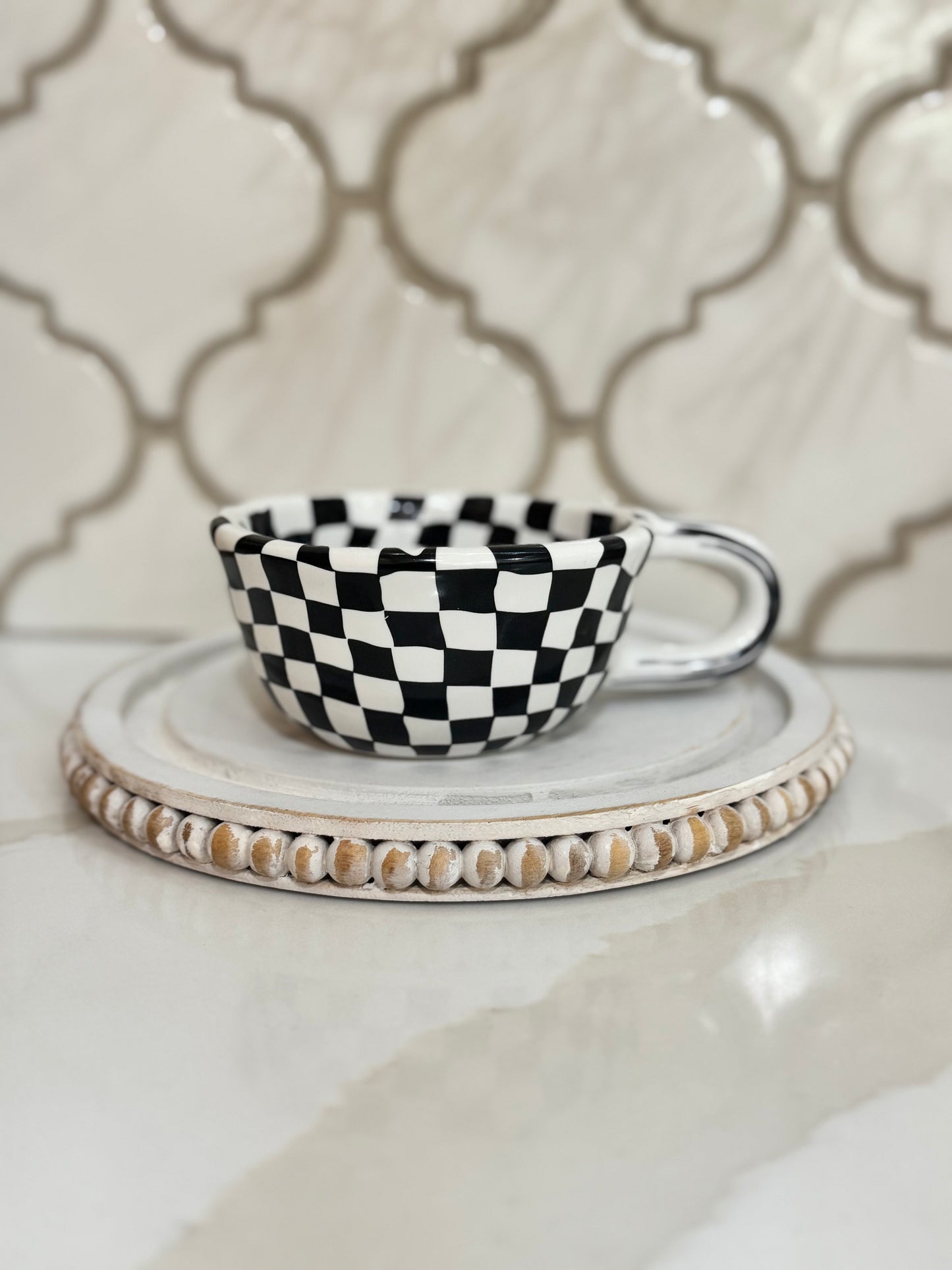 checkered coffee mug