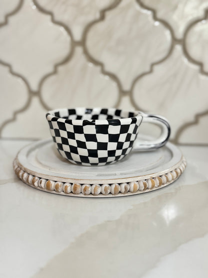 checkered coffee mug