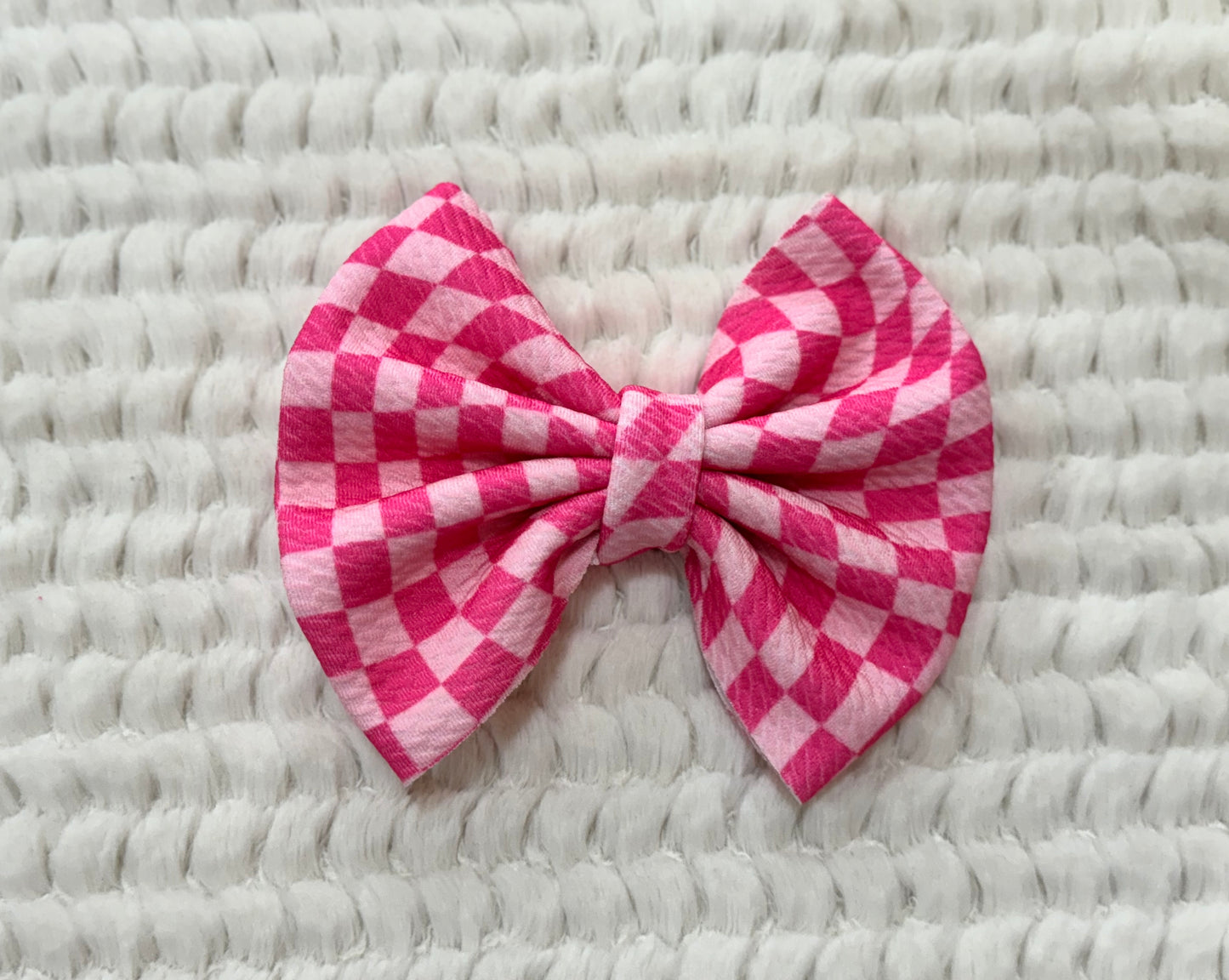 two-tone pink checkered bow