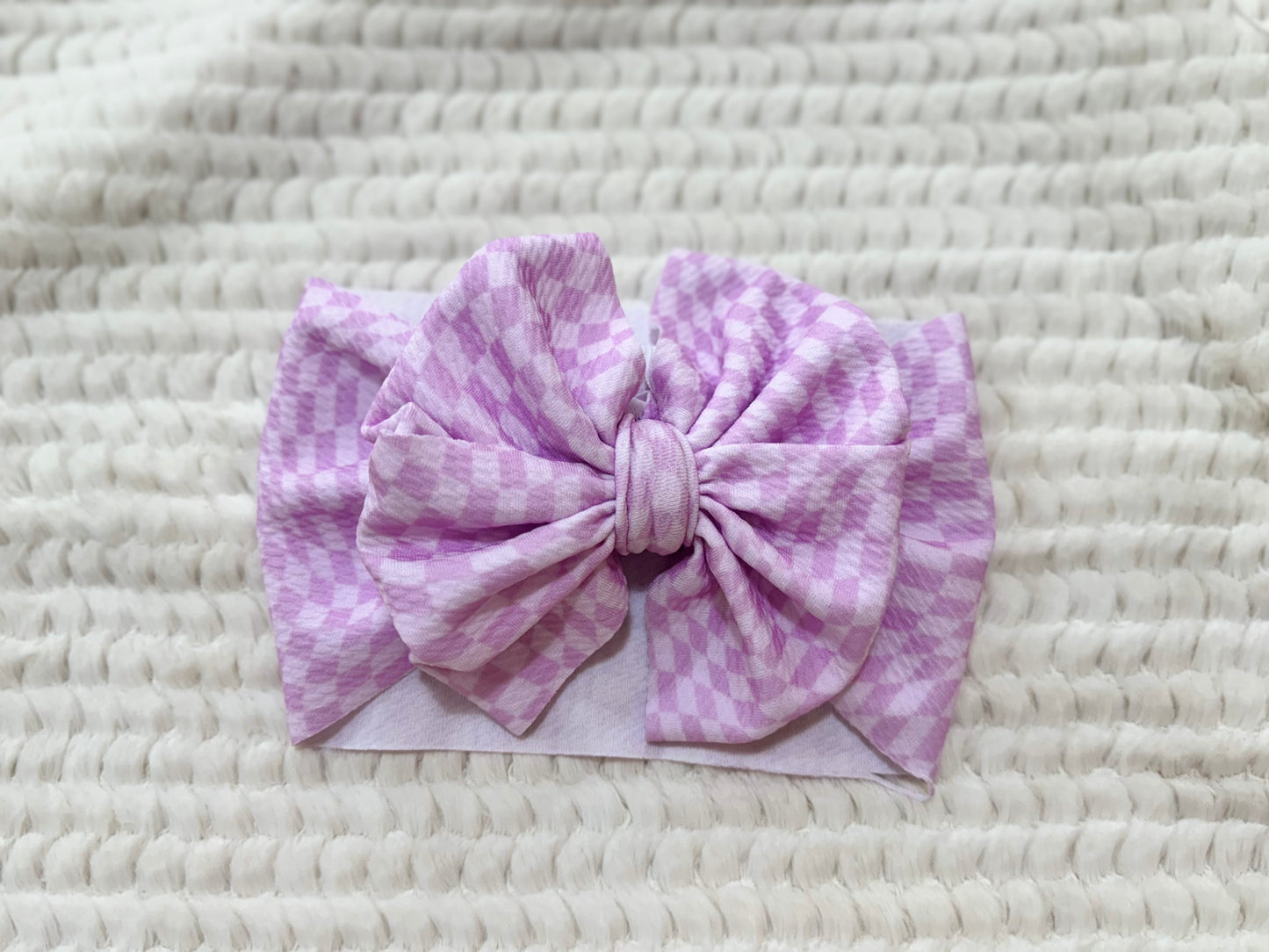 purple checkered bow