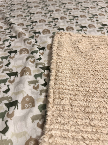 neutral down on the farm toddler blanket | 27x37
