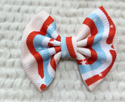 groovy red, white + blue bow