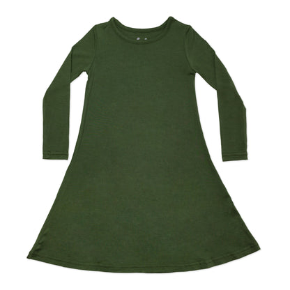 Evergreen Bamboo Girls' Long Sleeve Dress - Ivory Soul