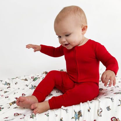 Winterberry Red Bamboo Convertible Footie - Ivory Soul