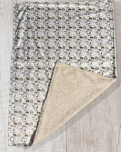 neutral down on the farm toddler blanket | 27x37