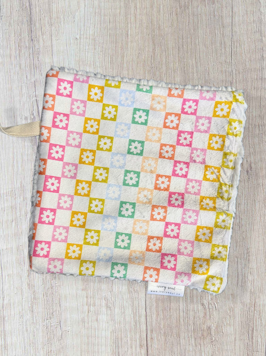 sunshine check daisy pacifier blanket