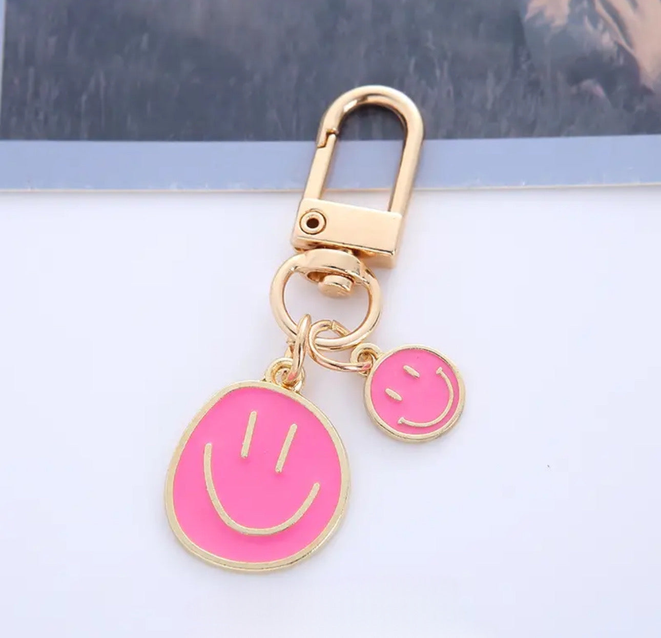 double happy face keychain