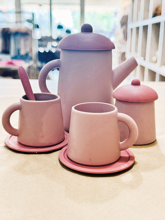 silicone pink tea set