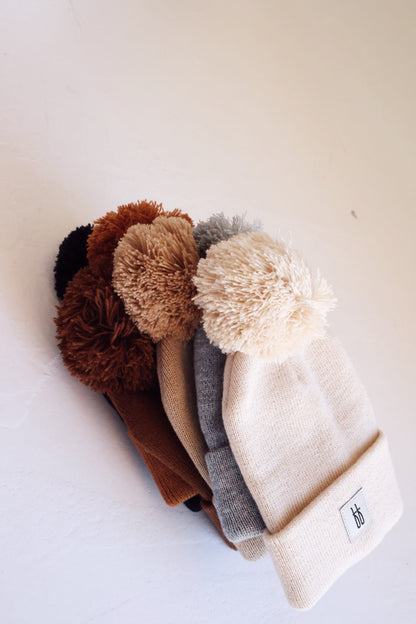 ff Knit Pom Top Beanie | Rust - Ivory Soul