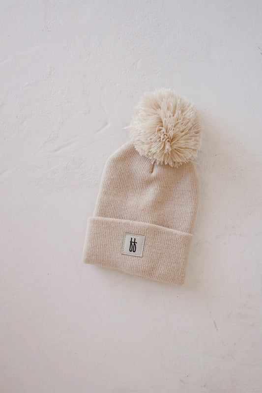 ff Pom Top Knit Beanie | Oatmeal - Ivory Soul