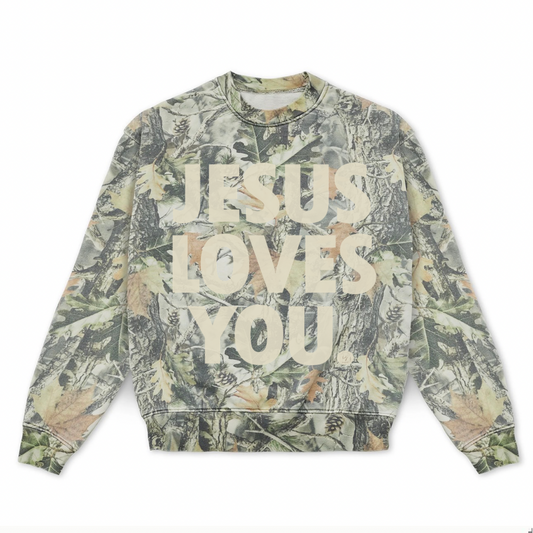 jesus loves you camo crewneck