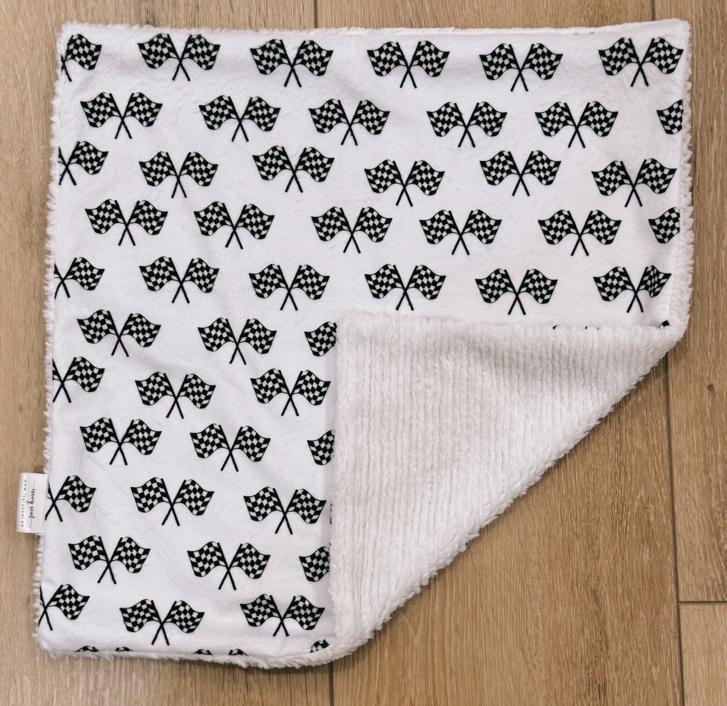 checkered flag lovey blanket - Ivory Soul