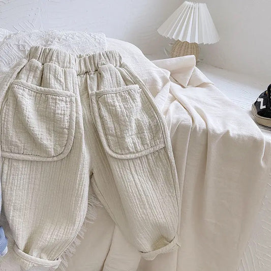 hemp cotton pants with oversized pockets