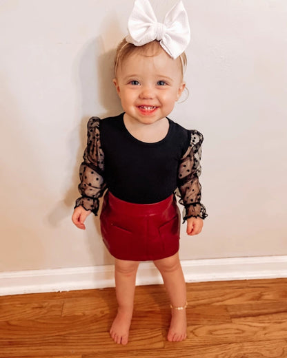 sheer dot sleeve leotard