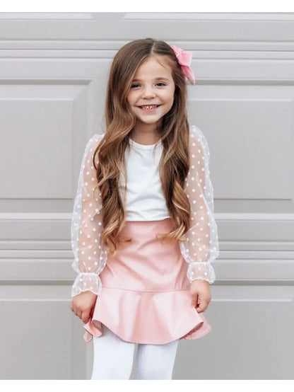 sheer dot sleeve leotard