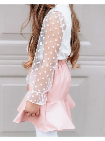 sheer dot sleeve leotard