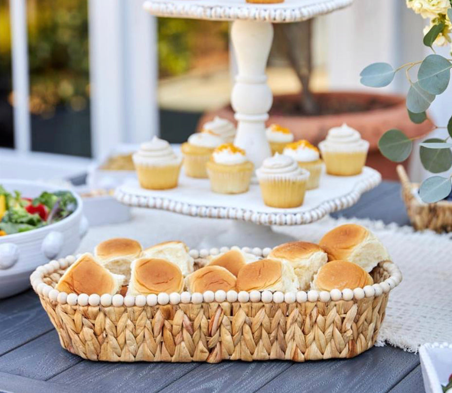 hyacinth beaded bread basket set