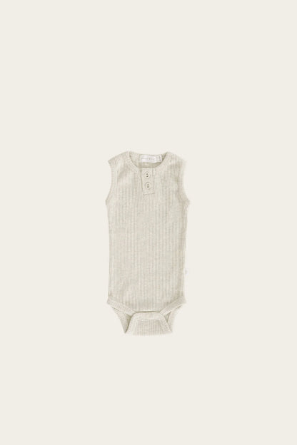 organic essential singlet bodysuit - oatmeal